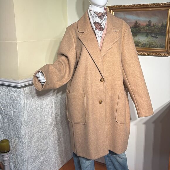 NWOT Old Navy Camel Car Length Coat - Picture 2 of 11